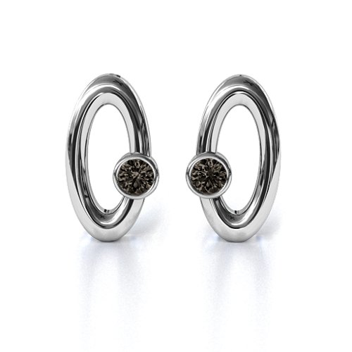 Orbital Stud Earrings – Sterling Silver with Smokey Quartz