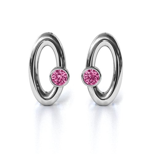 Orbital Stud Earrings – Sterling Silver with Pink Tourmaline