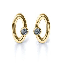 Orbital Stud Earrings in 10K Solid Yellow Gold with Diamond
