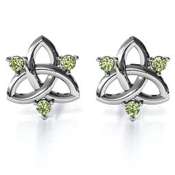 Triple Stone Celtic Knot Earrings