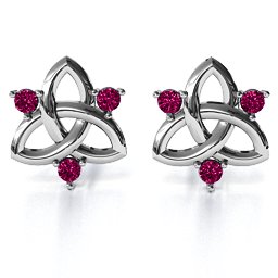 Triple Stone Celtic Knot Earrings