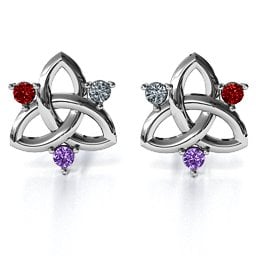 Triple Stone Celtic Knot Earrings