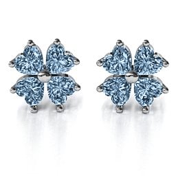 Multi Stone Four Heart Clover Earrings