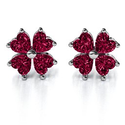 Multi Stone Four Heart Clover Earrings