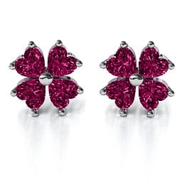 Multi Stone Four Heart Clover Earrings