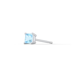 Princess Cut Birthstone Single Stud in 925 Sterling Silver with Blue Topaz