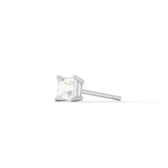 Princess Cut Birthstone Single Stud – Sterling Silver with Cubic Zirconia