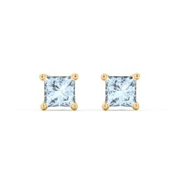 Princess Cut Birthstone Stud Earrings