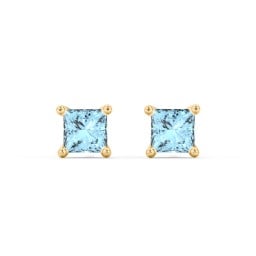 Princess Cut Birthstone Stud Earrings