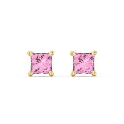 Princess Cut Birthstone Stud Earrings