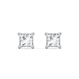 Princess Cut Birthstone Stud Earrings