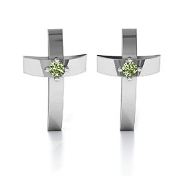 Classic Cross Earrings With Gemstone in 925 Sterling Silver with Peridot