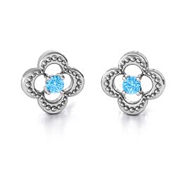 Shimmering Clover Earrings in 925 Sterling Silver with Blue Topaz