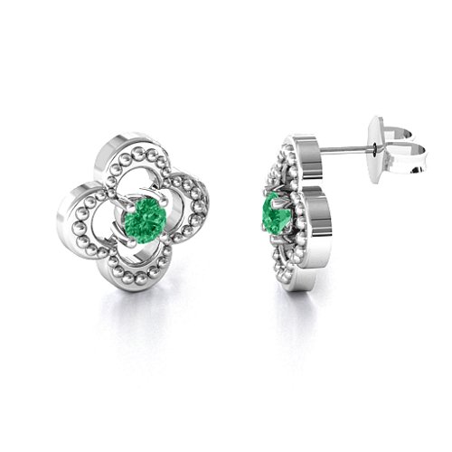 Shimmering Clover Earrings – Sterling Silver with Emerald