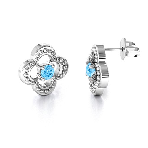Shimmering Clover Earrings – Sterling Silver with Blue Topaz