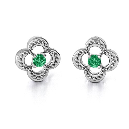 Shimmering Clover Earrings – Sterling Silver with Emerald