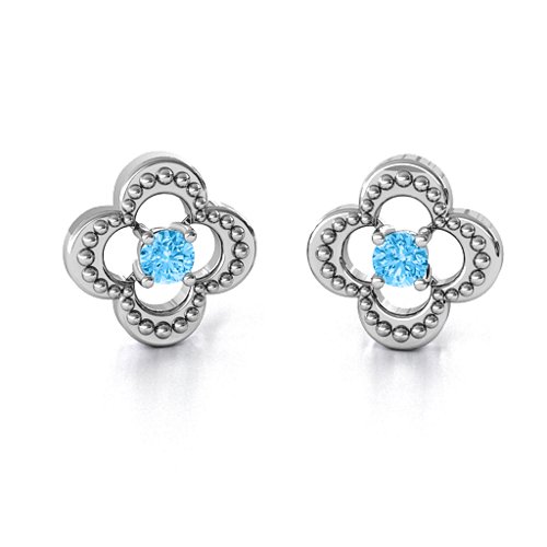 Shimmering Clover Earrings – Sterling Silver with Blue Topaz