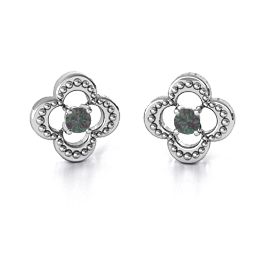 Shimmering Clover Earrings in 925 Sterling Silver with Alexandrite