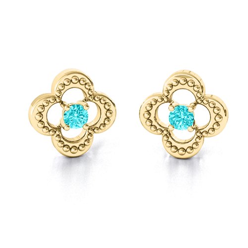 Shimmering Clover Earrings – 10K Yellow Gold with Mint Premium Zirconia