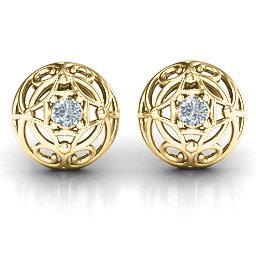 Elegant Filigree Dome Earrings in 10K Solid Yellow Gold