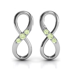 Three Stone Infinity Earrings in 925 Sterling Silver with Peridot