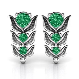 Be-leaves in Nature Earrings in 925 Sterling Silver with Emerald