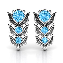 Be-leaves in Nature Earrings in 925 Sterling Silver with Blue Topaz