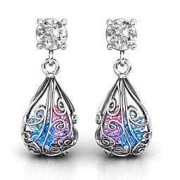 Elegant Drop Caged Earrings