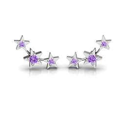 Twinkle Little Stars Earrings in 925 Sterling Silver with Amethyst and Amethyst Premium Zirconia