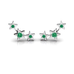 Twinkle Little Stars Earrings in 925 Sterling Silver with Emerald and Green Premium Zirconia