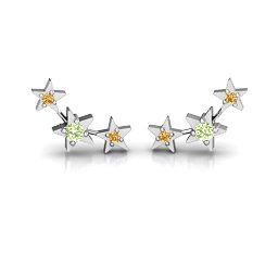 Twinkle Little Stars Earrings in 925 Sterling Silver with Peridot and Fancy Yellow Premium Zirconia