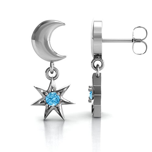 "Lights in the Night" Dangling Earrings – Sterling Silver with Blue Topaz