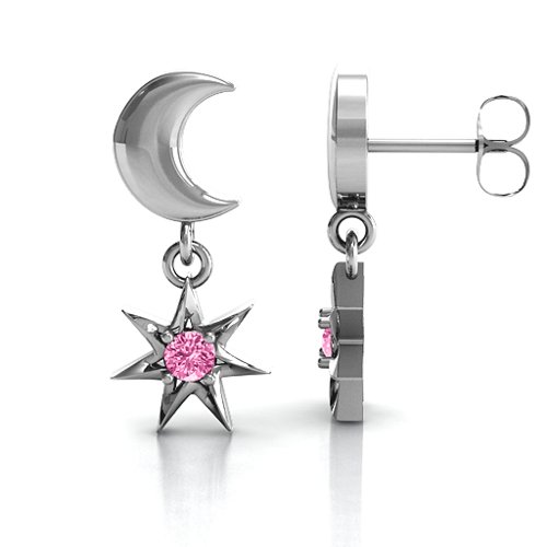 "Lights in the Night" Dangling Earrings – Sterling Silver with Pink Tourmaline