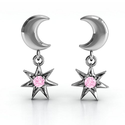 "Lights in the Night" Dangling Earrings – Sterling Silver with Pink Tourmaline