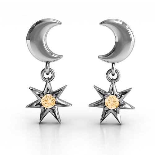 "Lights in the Night" Dangling Earrings – Sterling Silver with Citrine