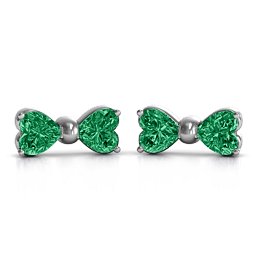 Adorable Bow Earrings in 925 Sterling Silver with Emerald