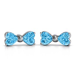 Adorable Bow Earrings in 925 Sterling Silver with Blue Topaz