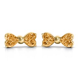 Adorable Bow Earrings in 10K Solid Yellow Gold with Citrine