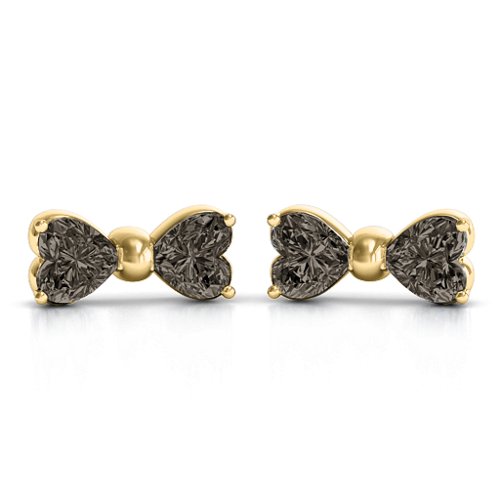 Adorable Bow Earrings – 10K Yellow Gold with Smokey Quartz