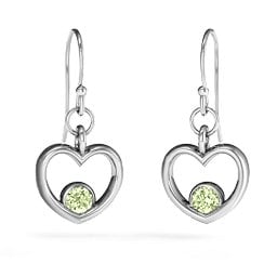 Dangling Heart Gemstone Earrings