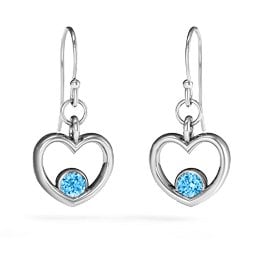 Dangling Heart Gemstone Earrings