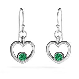 Dangling Heart Gemstone Earrings in 925 Sterling Silver with Emerald