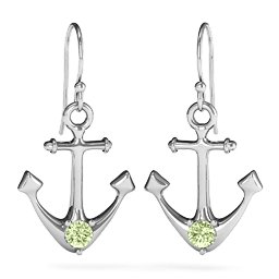 Gemstone Anchor Earrings in 925 Sterling Silver with Peridot