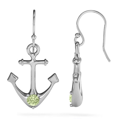 Gemstone Anchor Earrings – Sterling Silver with Peridot