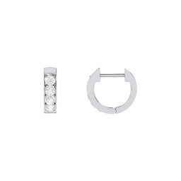Personalised Gemstone Huggie Earrings in 925 Sterling Silver with Diamond and Cubic Zirconia