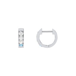 Personalised Gemstone Huggie Earrings in 925 Sterling Silver with Diamond, Cubic Zirconia, and Blue Topaz