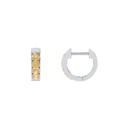 Personalised Gemstone Huggie Earrings in 925 Sterling Silver with Citrine