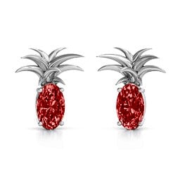Oval Stone Pineapple Earrings
