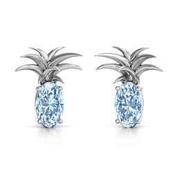 Oval Stone Pineapple Earrings