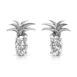 Oval Stone Pineapple Earrings